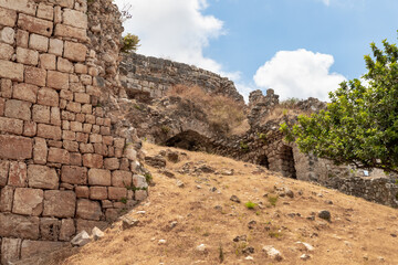 Fototapeta premium The well-preserved remains of the Yehiam Crusader fortress at Kibbutz Yehiam, in Galilee, northern Israel