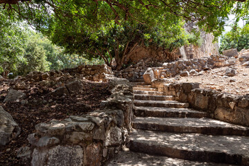 The well-preserved  remains of the Yehiam Crusader fortress at Kibbutz Yehiam, in Galilee, northern Israel