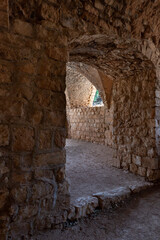 Fototapeta premium The well-preserved remains of the Yehiam Crusader fortress at Kibbutz Yehiam, in Galilee, northern Israel