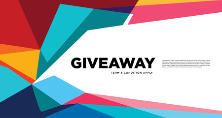 Colorful abstract geometric and fluid banner template for marketing promotion material. Giveaway, cash back, gift card, and member card bonus design template.