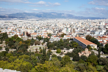 Fototapeta na wymiar view on athens greece from top a lot of roofs