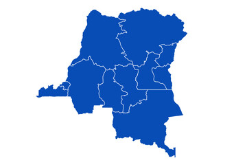 congo DR Map blue Color on White Backgound