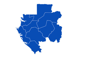 Gabon Map. blue Color on White Backgound