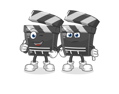 recommend clip art: clapboard thumbs up and thumbs down. cartoon mascot vector