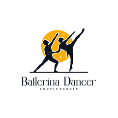 Couple dance logo design template