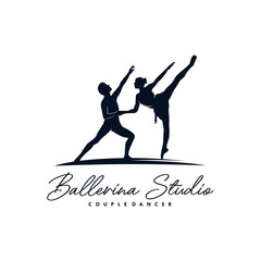 Couple dance logo design template