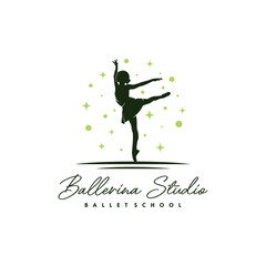 Ballerina in the stars logo design template