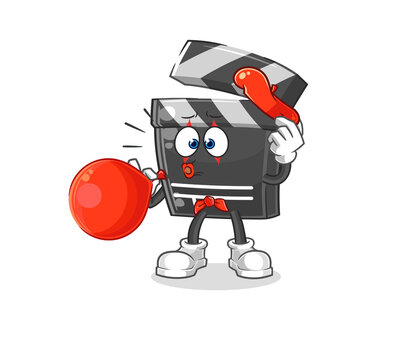 recommend clip art: clapboard pantomime blowing balloon. cartoon mascot vector