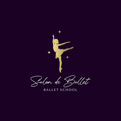 Gold Ballerina studio logo design template