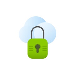 Vector illustration of a green lock with a cloud