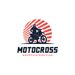 Just ride motocross with sunset logo design template