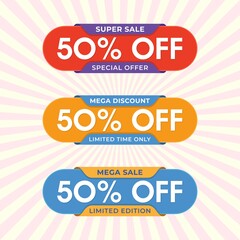 Super Sale banner template design, Special discount up to 50% off. Special offer discount template design.