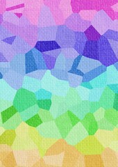 Abstract geometric background rainbow colors polygon effect on a fabric or canvas texture