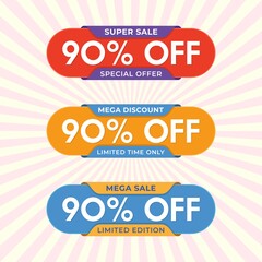 Super Sale banner template design, Special discount up to 90% off. Special offer discount template design.