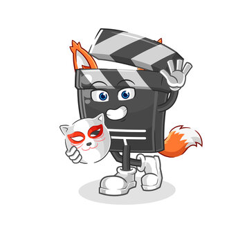 recommend clip art: clapboard japanese fox character. cartoon mascot