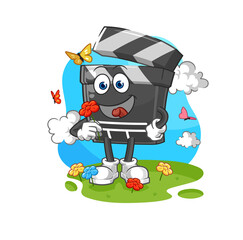 clapboard pick flowers in spring. character vector