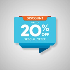 Discount up to 20% special offer banner template, Special offer discount template design.
