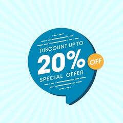 Discount up to 20% special offer banner template, Special offer discount template design.