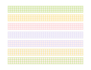 A set of decorative border line illustrations with a colorful check pattern.