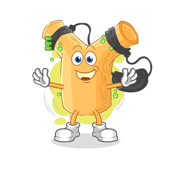 recommend clip art: slingshot full battery character. cartoon mascot vector