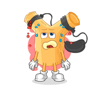 recommend clip art: slingshot low battery mascot. cartoon vector