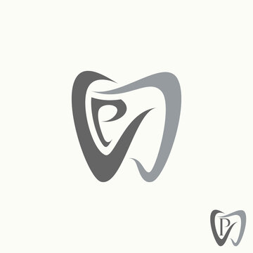 Simple and unique letter or word PVD or PVW font inside tooth dental image graphic icon logo design abstract concept vector stock. Can be used as symbol related to monogram or clinic