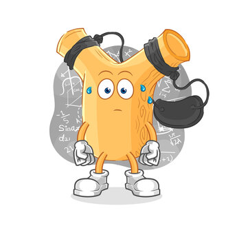 recommend clip art: slingshot thinking hard vector. cartoon character