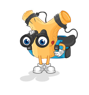 recommend clip art: slingshot with binoculars character. cartoon mascot vector