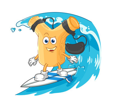 recommend clip art: slingshot surfing character. cartoon mascot vector