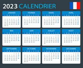 2023 Calendar - vector template graphic illustration - French version
