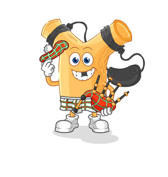recommend clip art: slingshot scottish with bagpipes vector. cartoon character