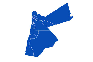 Jordan Map blue Color on White Backgound