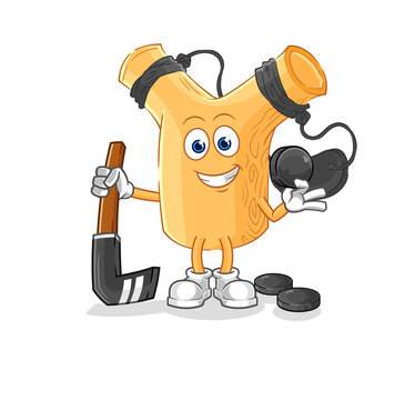 recommend clip art: slingshot playing hockey vector. cartoon character