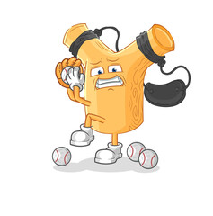 slingshot baseball pitcher cartoon. cartoon mascot vector