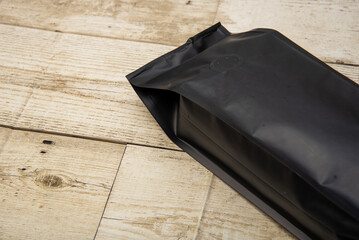 Black bag packing, system, center, medicine, technology, on a wooden floor