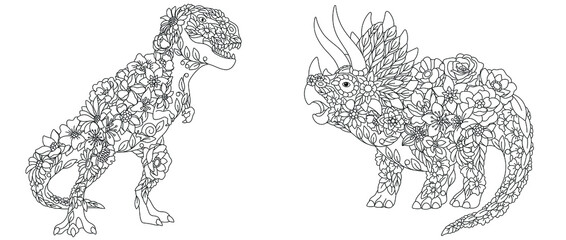 Tyrannosaurus t-rex and triceratops coloring pages