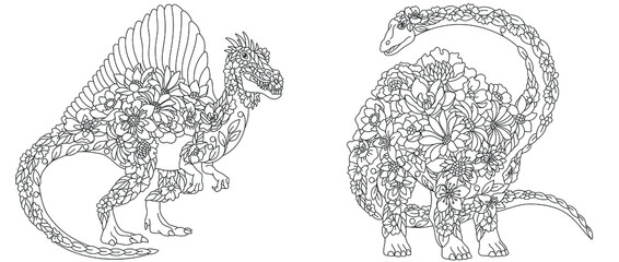 Spinosaurus and diplodocus coloring pages