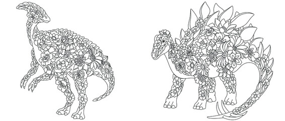 Hadrosaurus and stegosaurus coloring pages