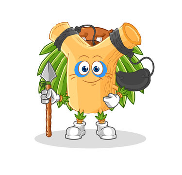 recommend clip art: slingshot tribal man mascot. cartoon vector