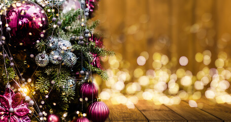 2023 Merry Christmas and New Year holidays background. Blurred bokeh background