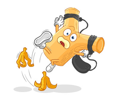 recommend clip art: slingshot slipped on banana. cartoon mascot vector