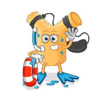 recommend clip art: slingshot swimmer with buoy mascot. cartoon vector