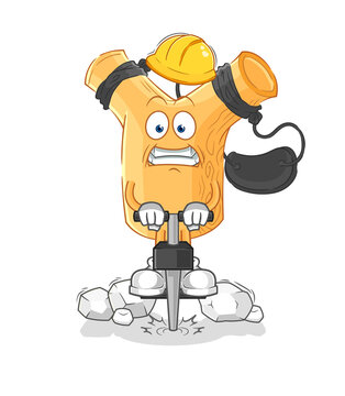 slingshot drill the ground cartoon character vector