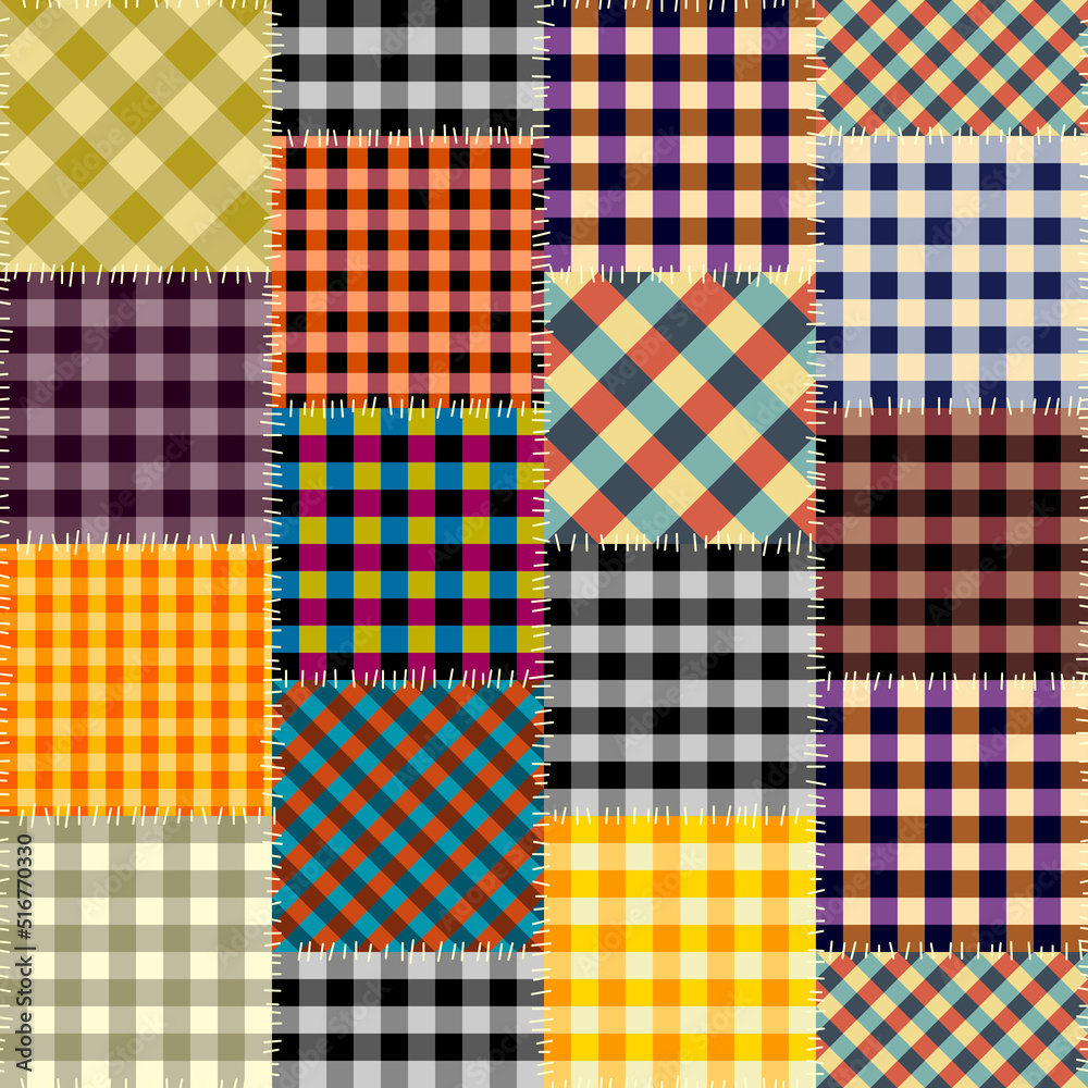 Poster Patchwork textile pattern. Seamless quilting design background.