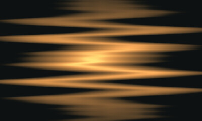 Golden zigzag with shiny spotlight shimmering in deep dark space. Mesmerizing artwork in smooth digital style. Warm yellow flash light over black. Great as splash screen, poster, cover print, backdrop