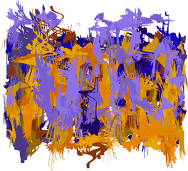 Multicolored, bright image in chaos art style.