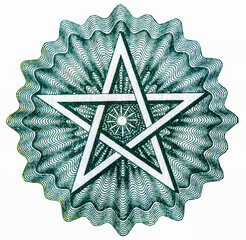 Five-pointed star. Portrait from Morocco 50 Francs 1944 Banknotes.