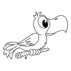 Cute bird cartoon coloring page illustration vector. For kids coloring book.