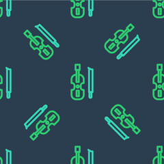 Line Violin icon isolated seamless pattern on blue background. Musical instrument. Vector