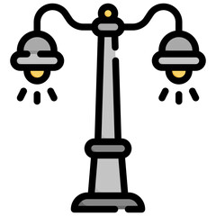 STREET LAMP filled outline icon,linear,outline,graphic,illustration